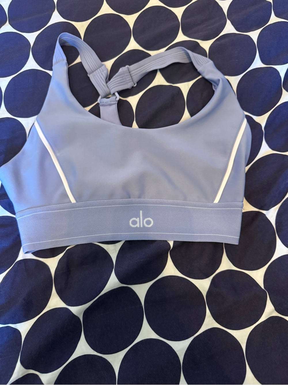 Alo Suit Up Lavender Sports Bra with White Trim